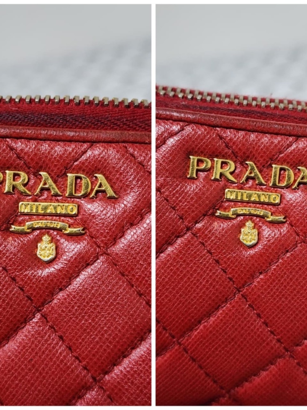 Authentic Prada Quilted Leather Zippy Wallet Red - Picture 10 of 10